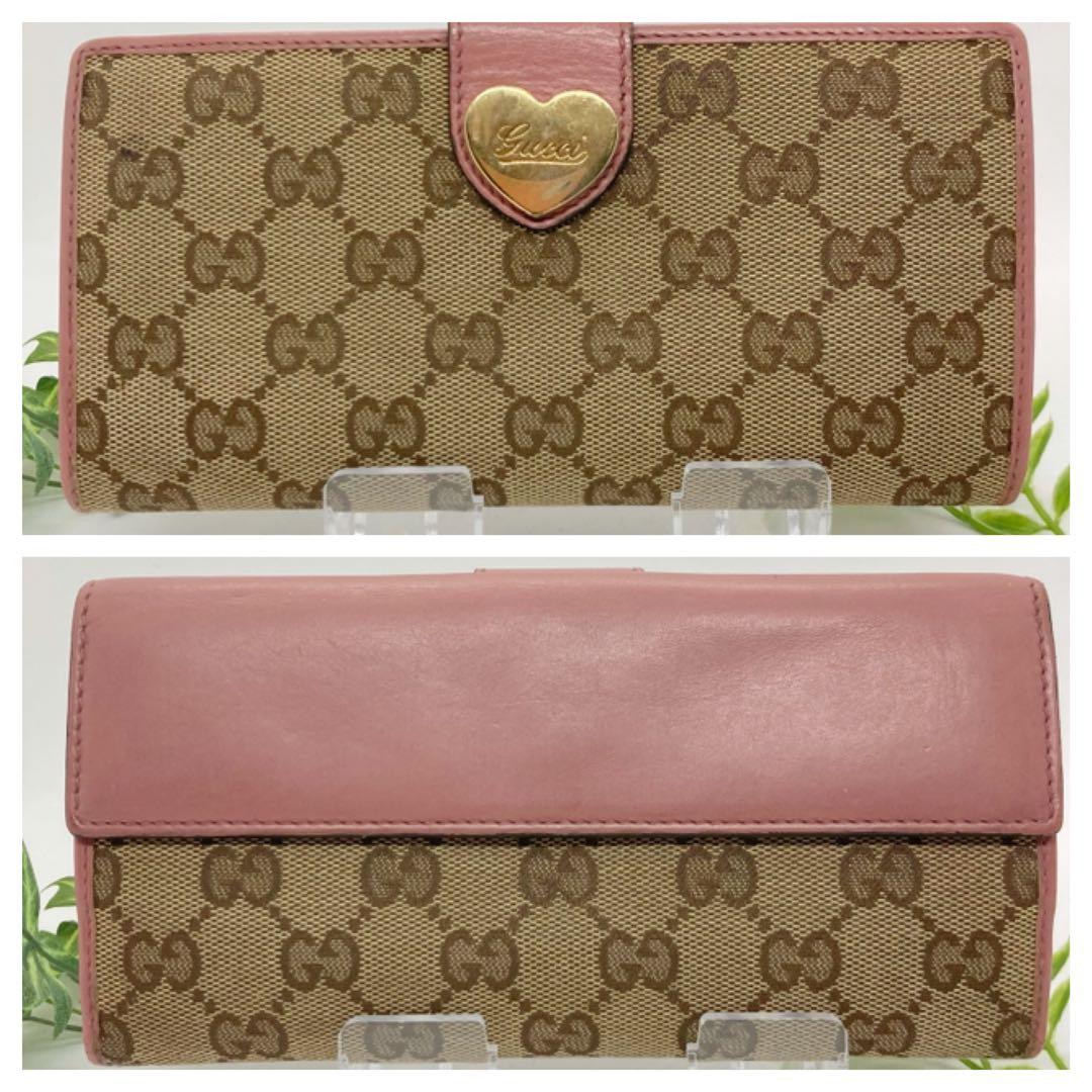 【正規品　人気】❤️キレイ　GUCCI　グッチ　ハート　財布　革　ローズ