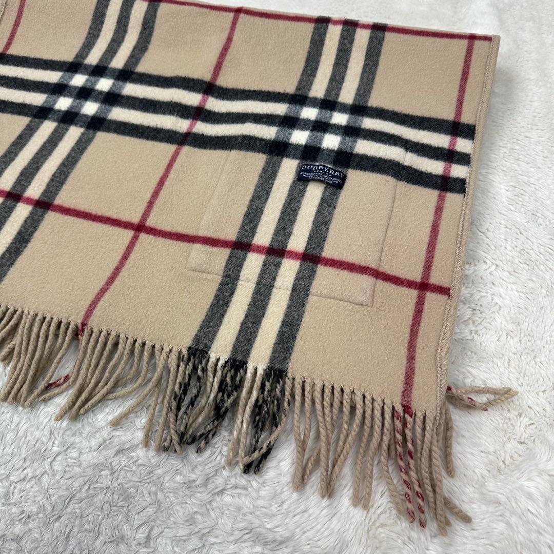 ✨美品✨バーバリー カシミヤ混 ポケット付 両面仕様ノバチェック大判ストール
