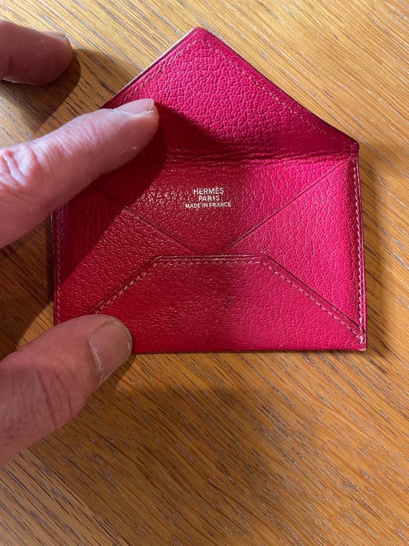 HERMES レザー 名刺入れ レッド