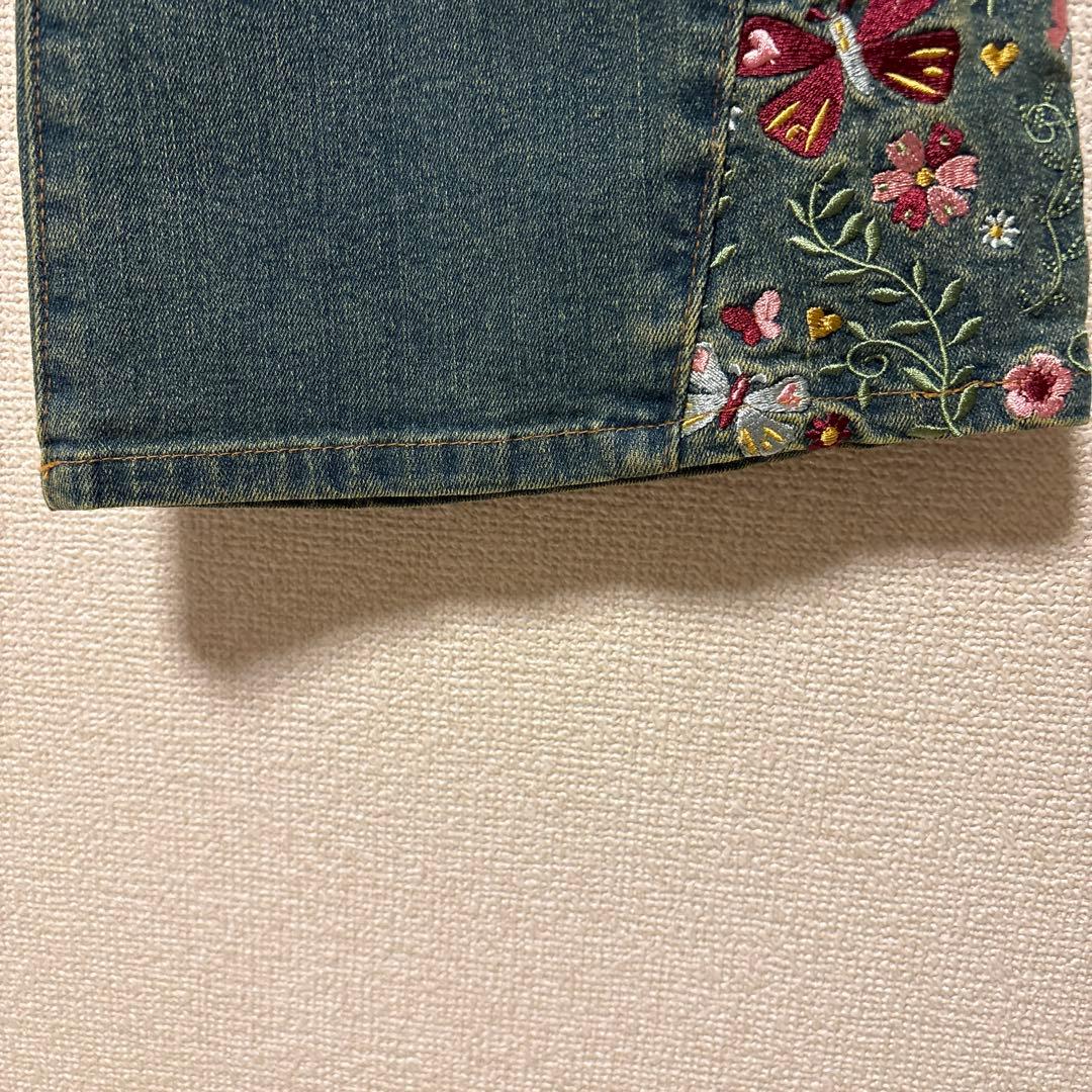 TINA：JOJUN 刺繍入りフレアジーンズ ライトブルー　M ビンテージ