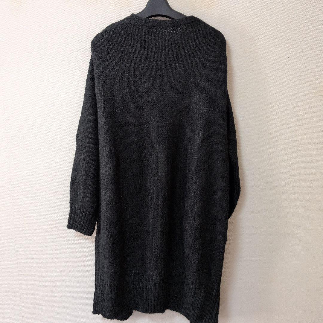 ✿アンフィルunfil シルクロングカーディガン✿ブラック　新品未使用