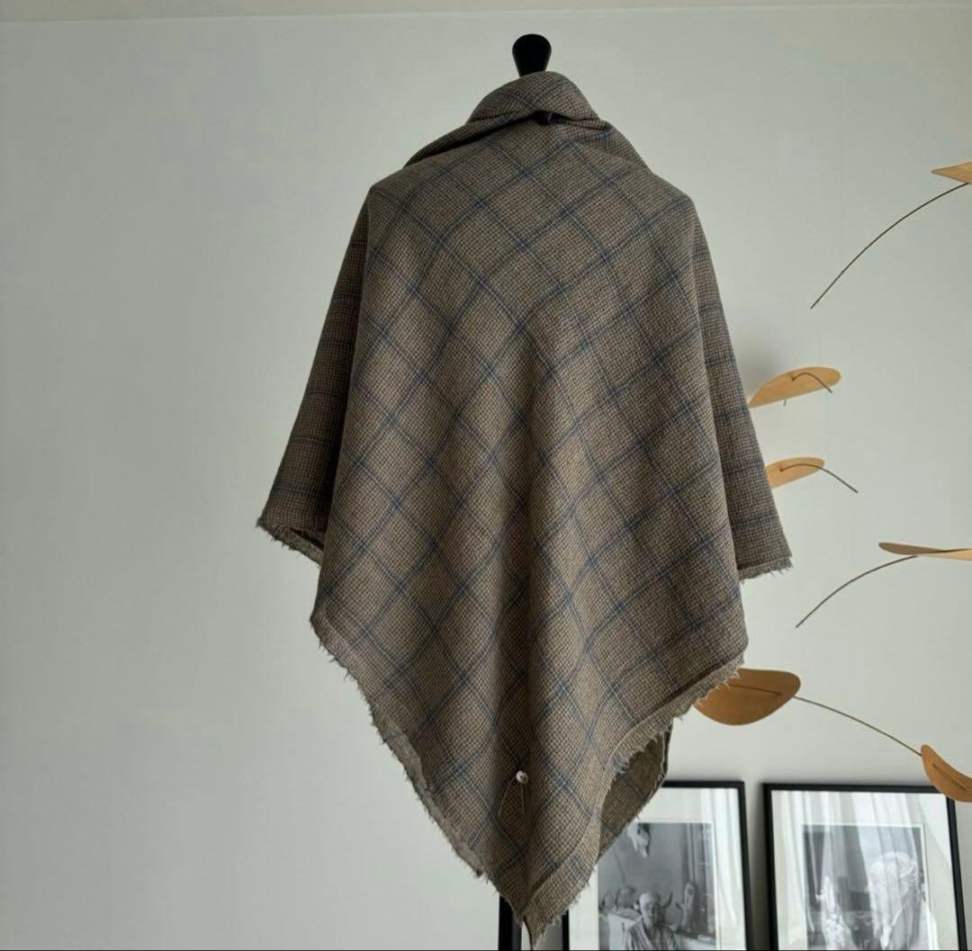 小物 ArgueSQUARE WOOL GAUZE STOLE GRAGE-CHECK