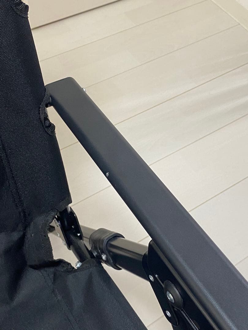 【美品】キャプテンスタッグ チェア ブラック 折りたたみ式 リクライニング付き