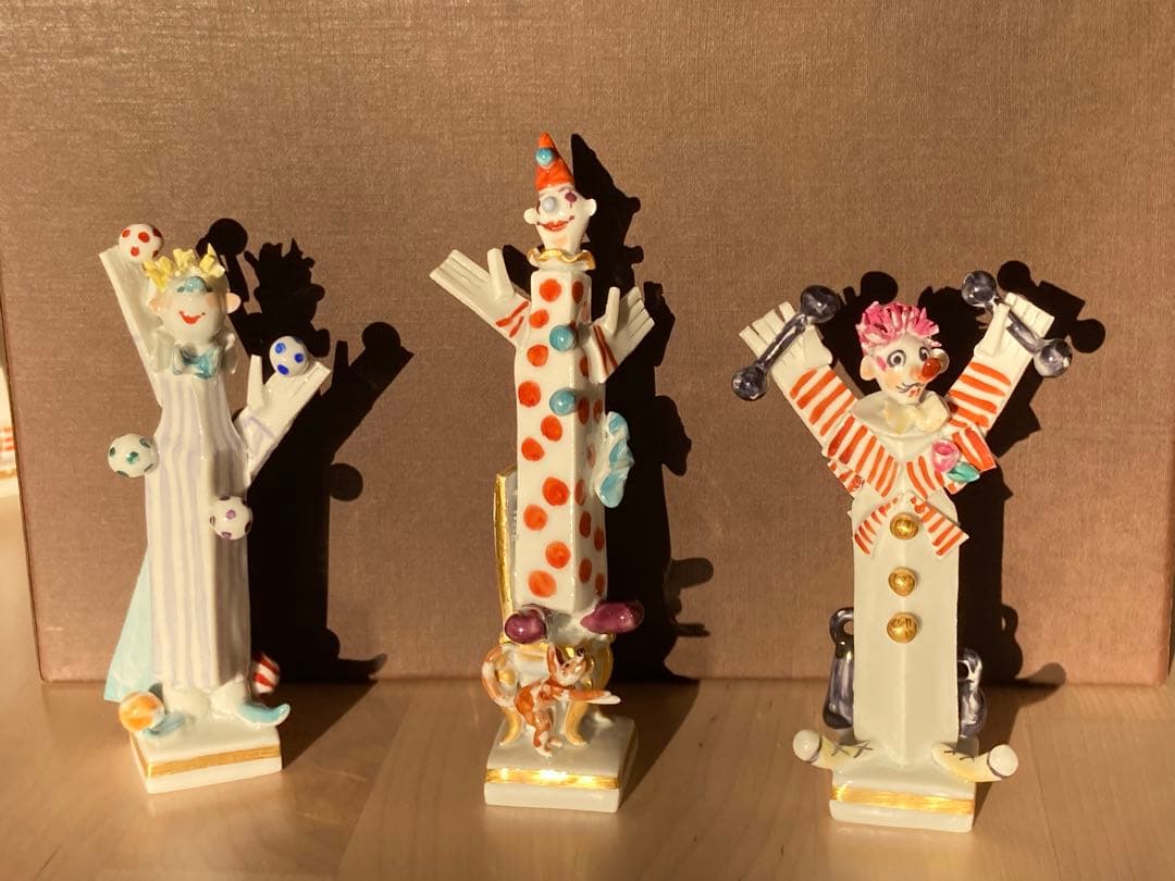 マイセンmeissen　手びねり人形　ピエロ　6体　ショーケース付き