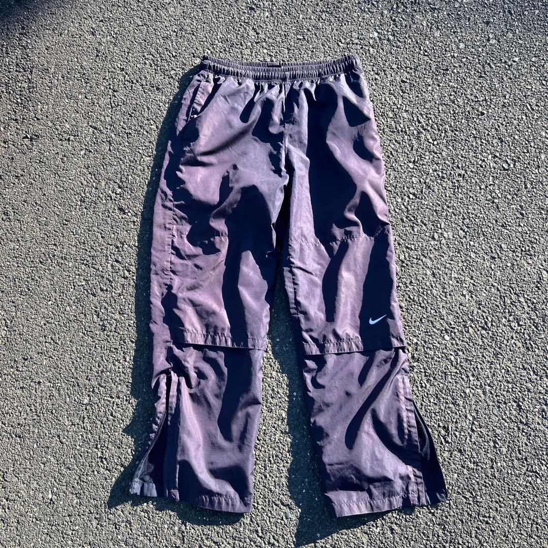 90s NIKE ギミック ナイロンパンツ スリット 切り替え 太め フェード