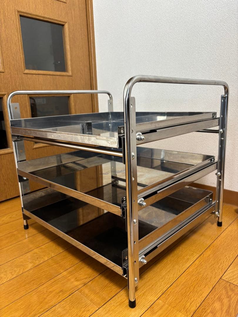銭柄さん専用　シンク下収納　ステンレス　スライドラック　3段　川口工器？