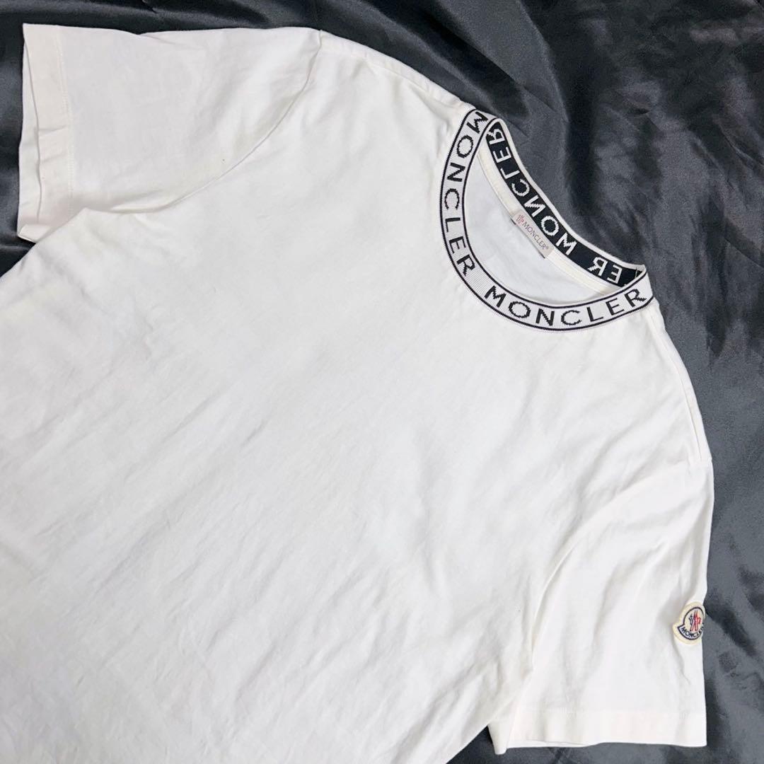 MONCLER モンクレール 襟ロゴ Tシャツ ホワイト Lサイズ