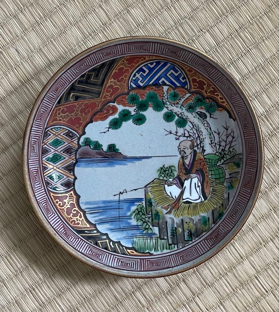九谷焼　九谷庄三氏作　山水人物図　色絵皿　小皿　5枚セット