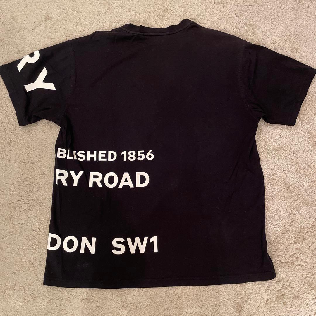 【良品】バーバリー ホースフェリー オーバーサイズ ロゴ Tシャツ 黒 XS