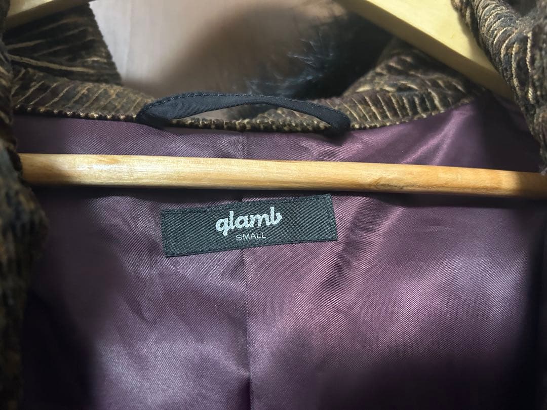 美品22aw定価7.5万glambコーデュロイモッズコート ブラウンペイズリーS