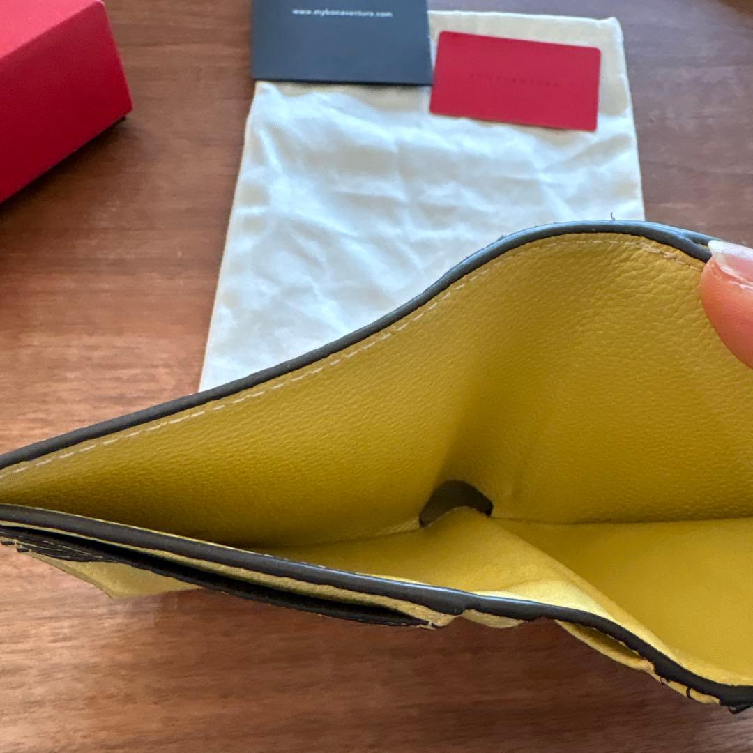 BONAVENTURA ボナベンチュラ二つ折り財布 グレージュ✖️イエロー