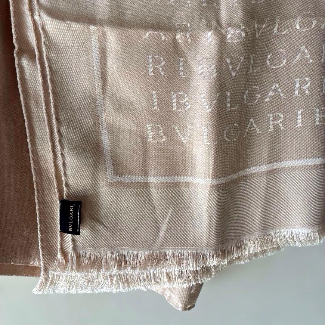 BVLGARI ベージュ ストール ロゴ柄　美品