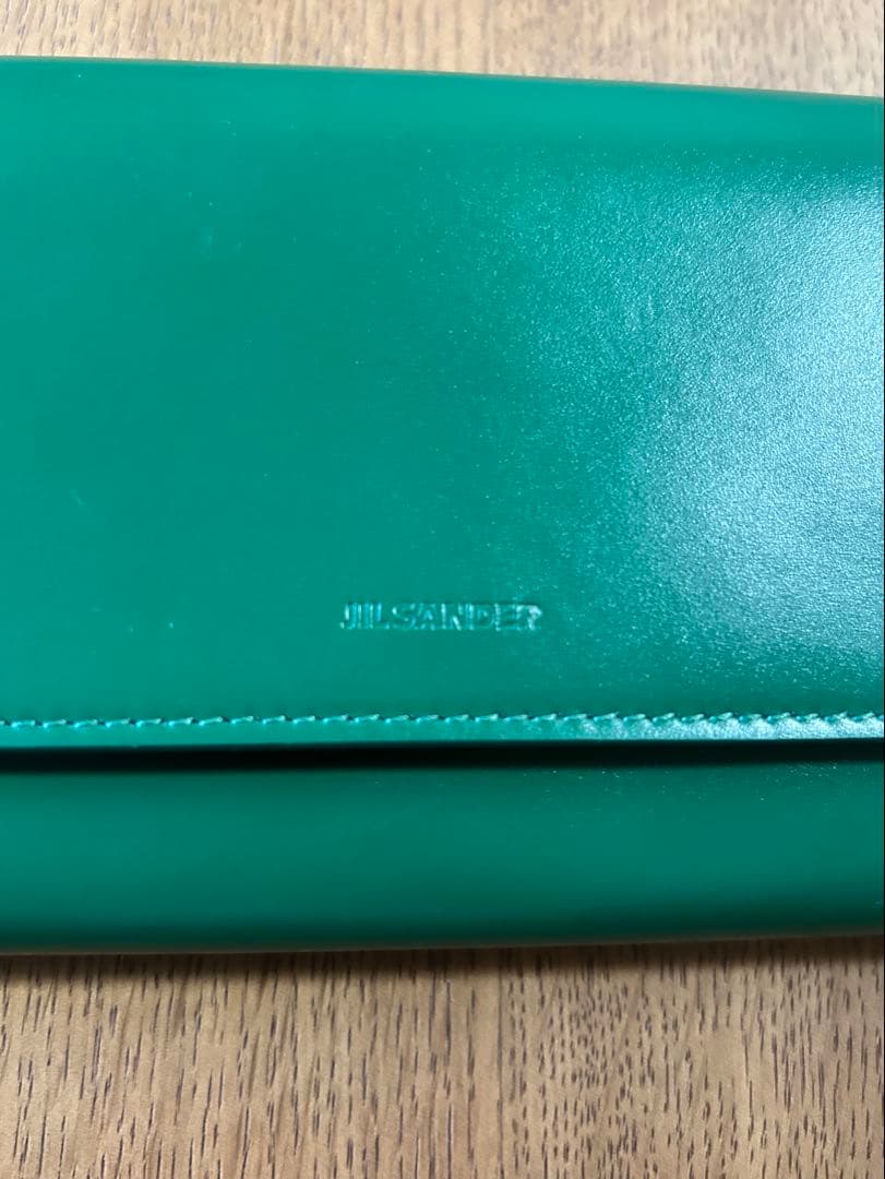 JIL SANDER グリーン 二つ折り財布 専用袋付き