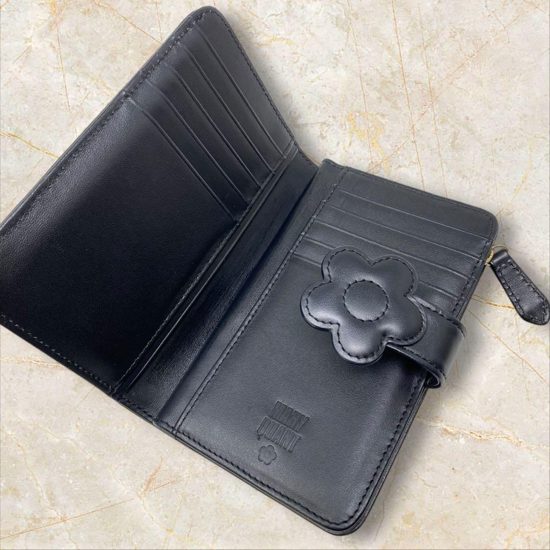 MARY QUANT 二つ折り財布 デイジーパッチスナップLウォレット ブラック