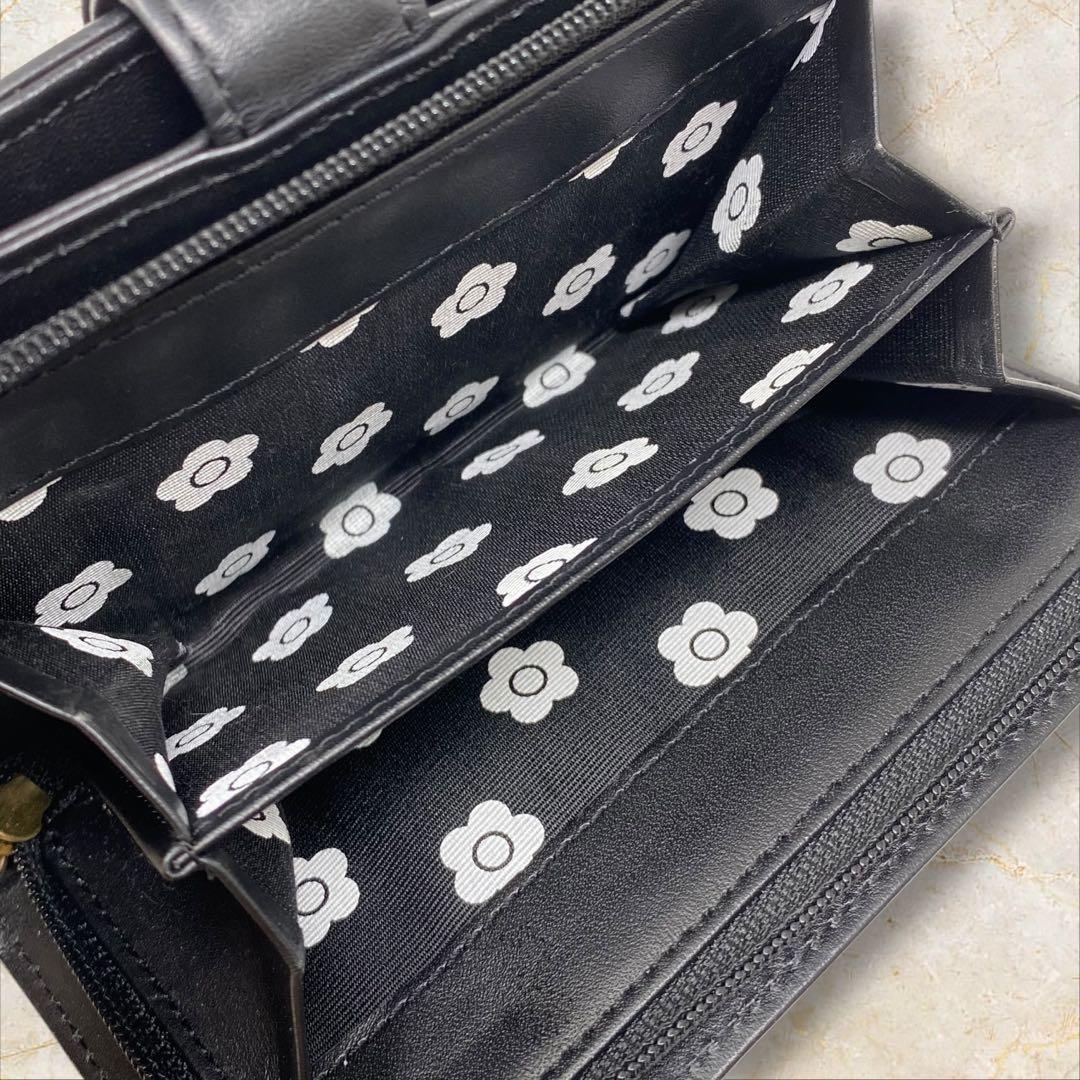 MARY QUANT 二つ折り財布 デイジーパッチスナップLウォレット ブラック