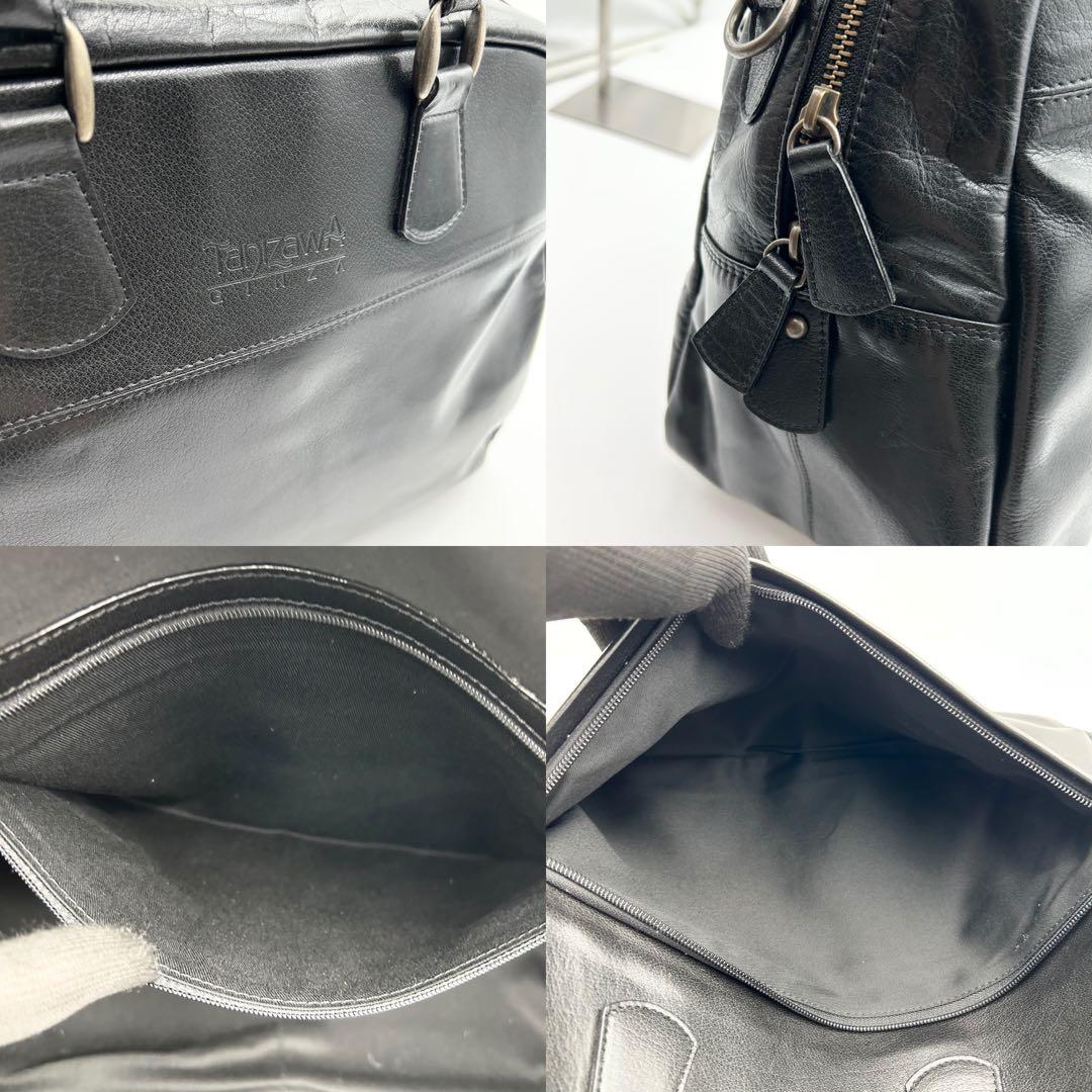 大容量✨ 銀座タニザワ ボストンバッグ ビジネスバッグ 2way レザー 黒