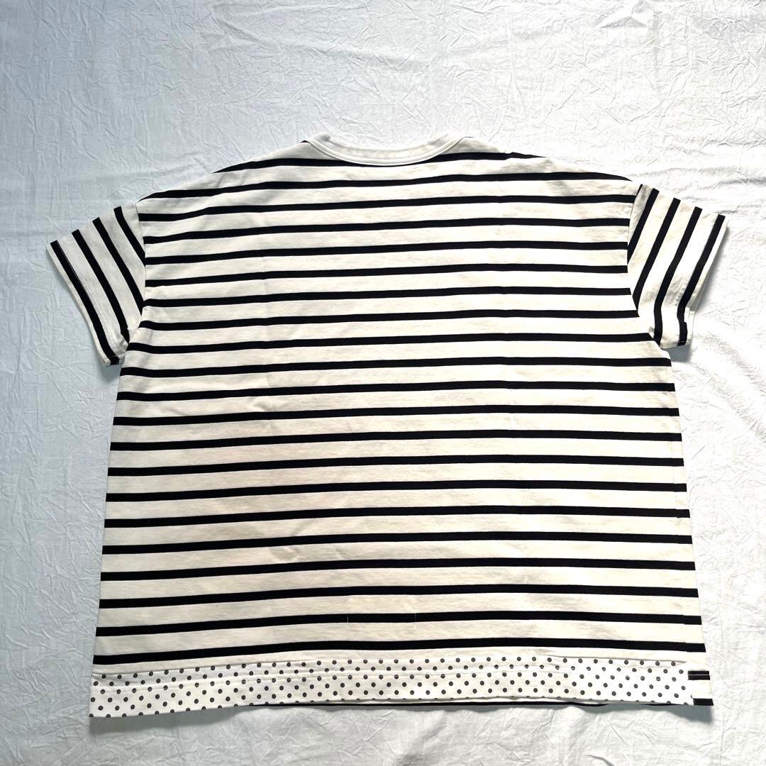 快晴堂　半袖Tシャツ　ボーダー✖️水玉　刺繍