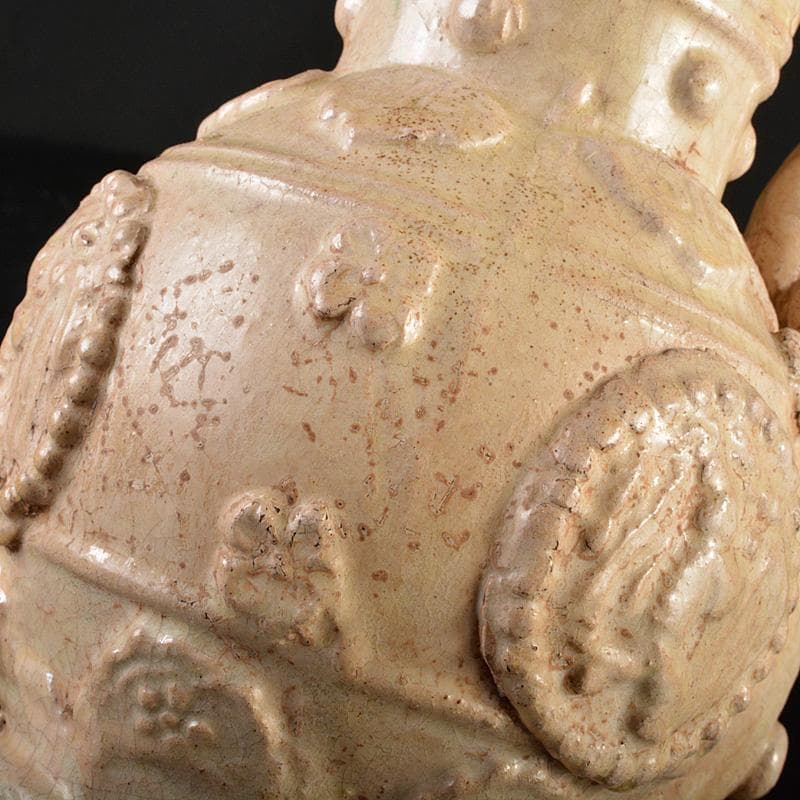 中国　耀州窯青磁　神獣持手瓶　花瓶　N　R5897