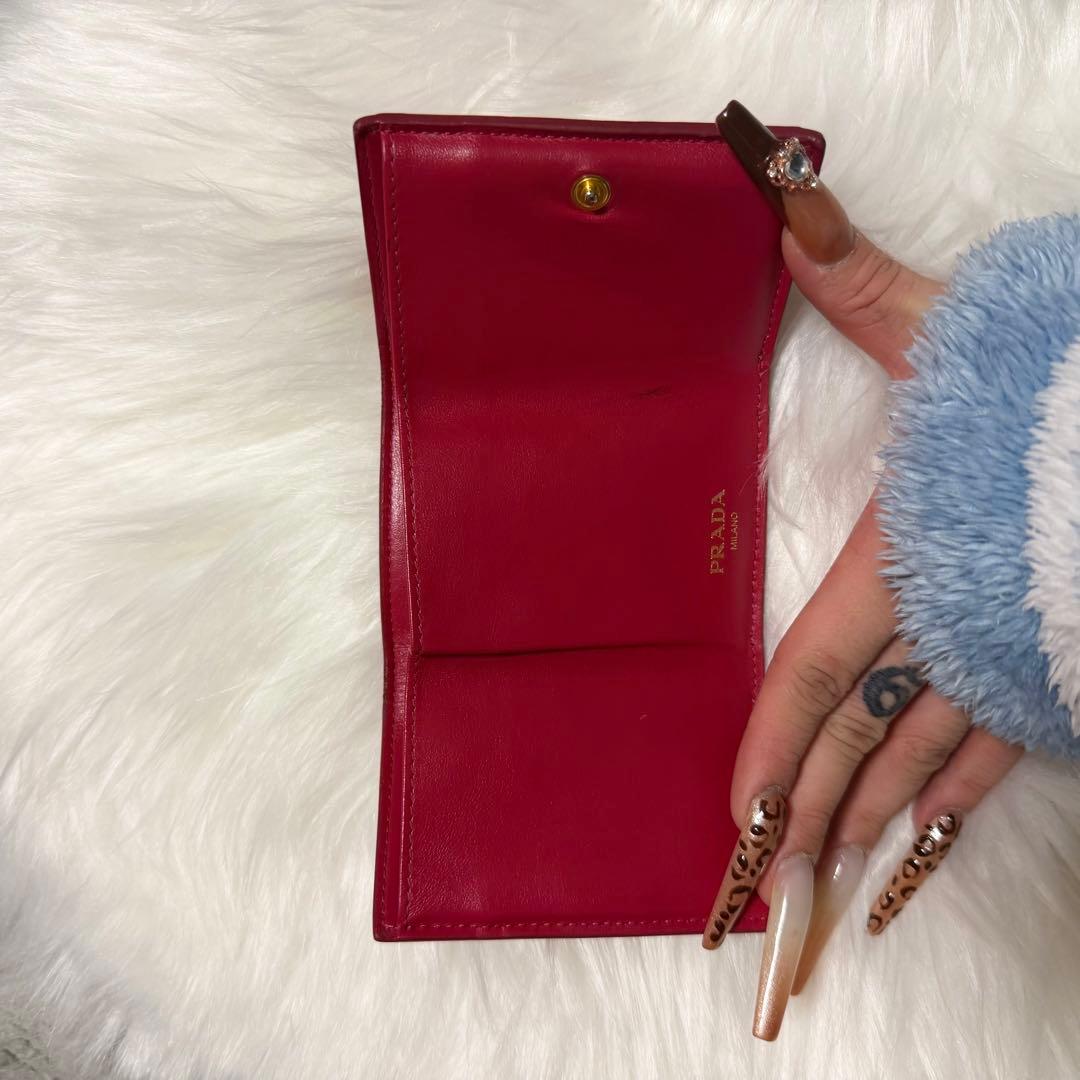 PRADA 三つ折り財布ローズピンク コンパクトウォレット 箱・紙袋付き 正規品