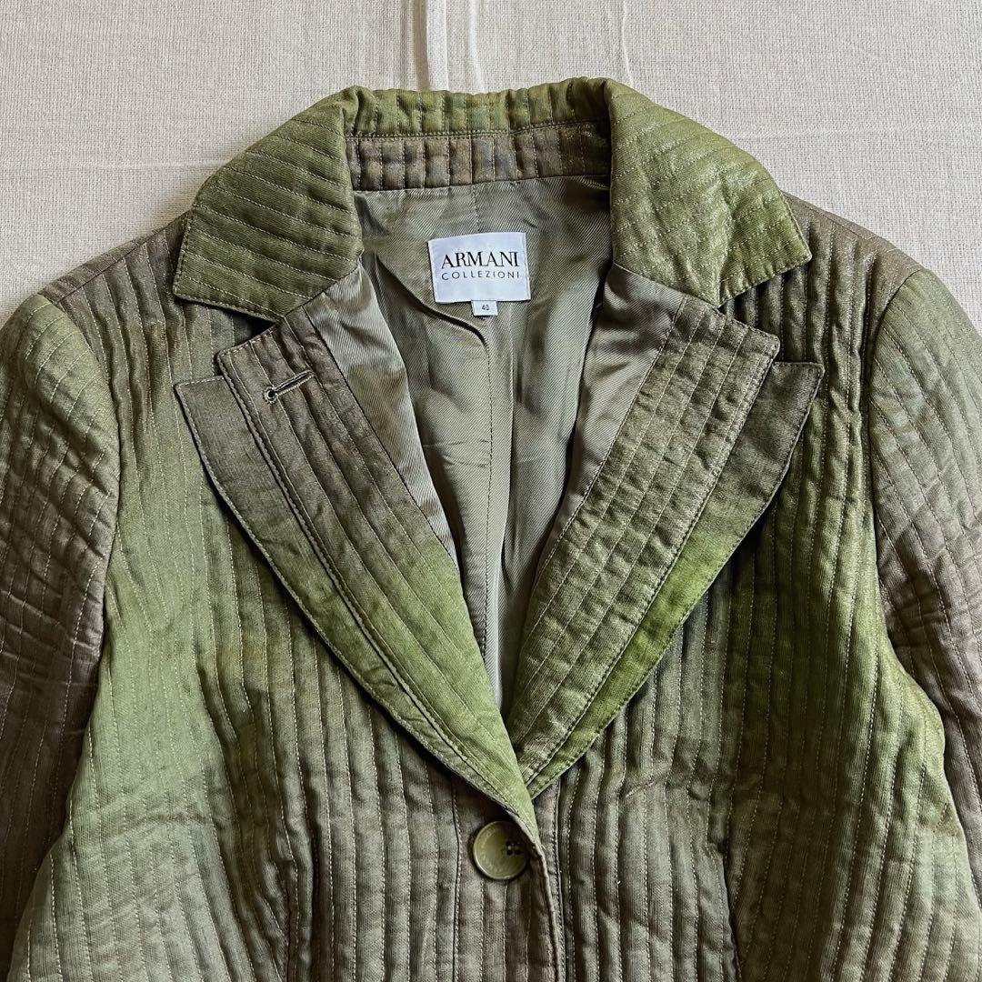 希少　ARMANI　キルティング　シングルジャケット　グラデーション　緑　Y2K