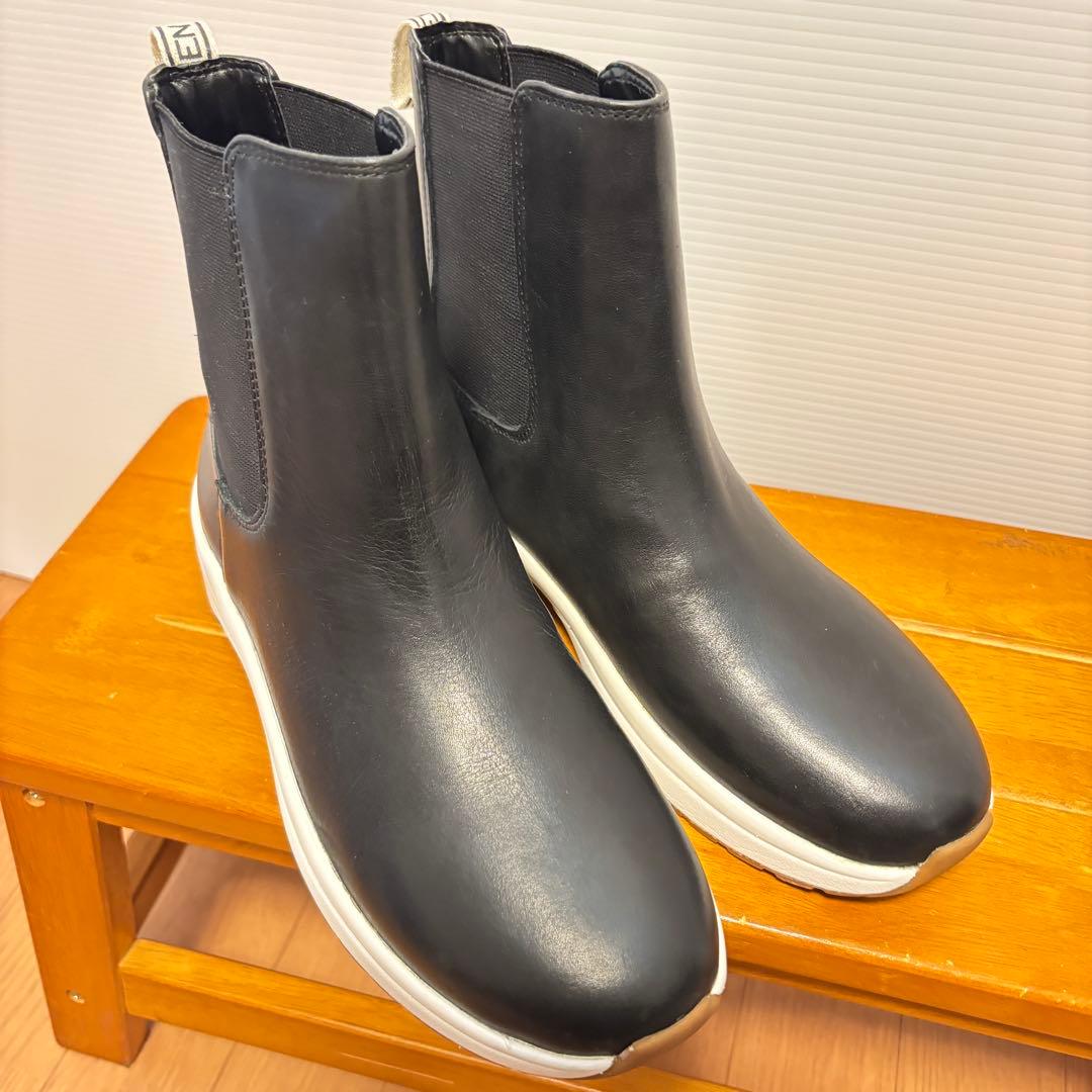 ローレン ラルフローレン サイドゴアブーツ 黒 レザー ラバーソール 小雨OK