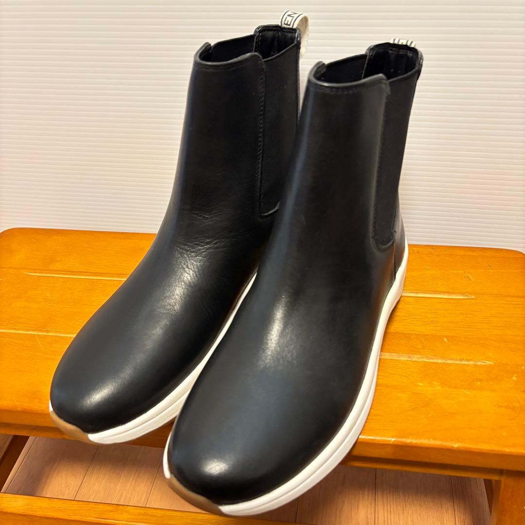 ローレン ラルフローレン サイドゴアブーツ 黒 レザー ラバーソール 小雨OK