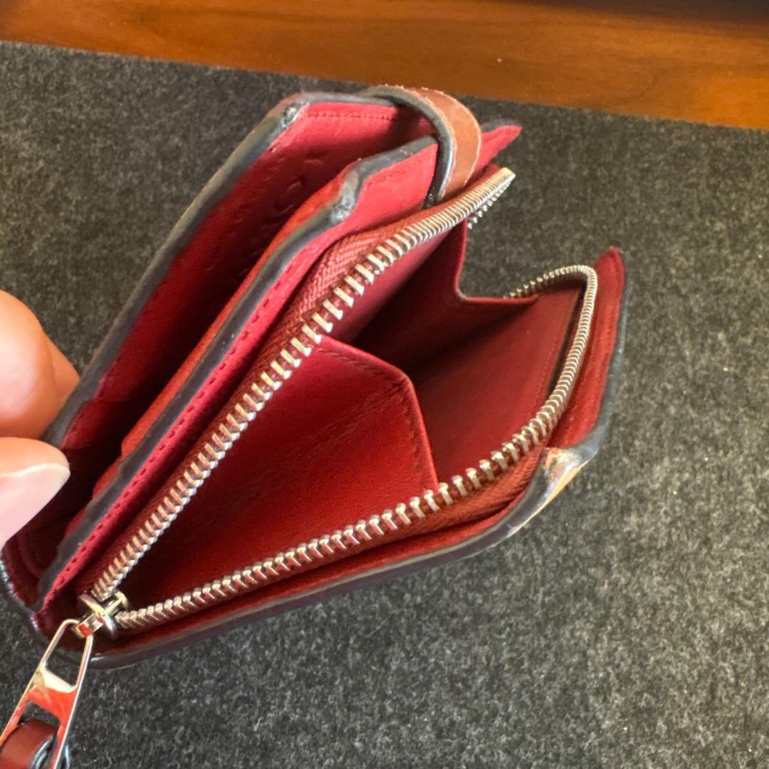 値下げ！【LOEWE ロエベ】二つ折り財布 ブラウン×ワインレッド