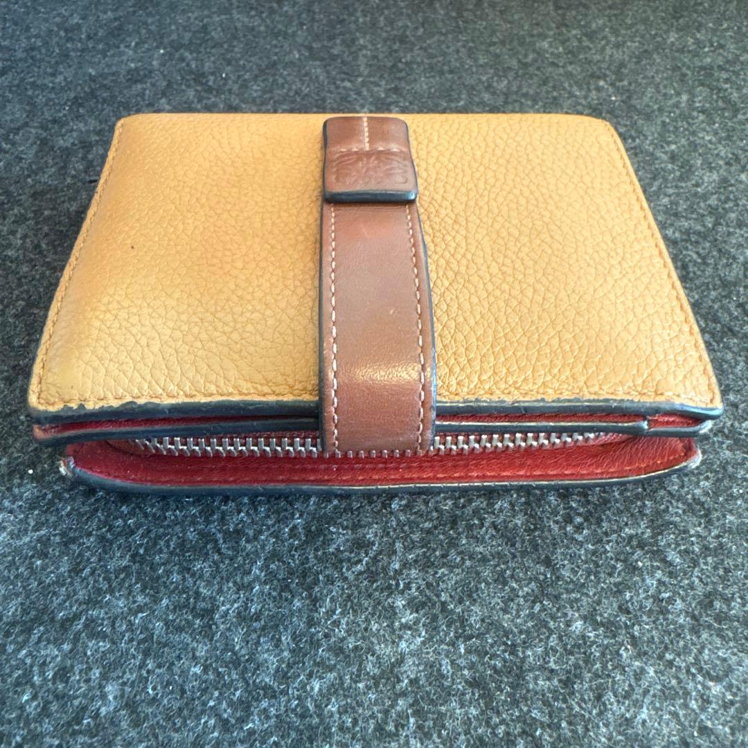 値下げ！【LOEWE ロエベ】二つ折り財布 ブラウン×ワインレッド