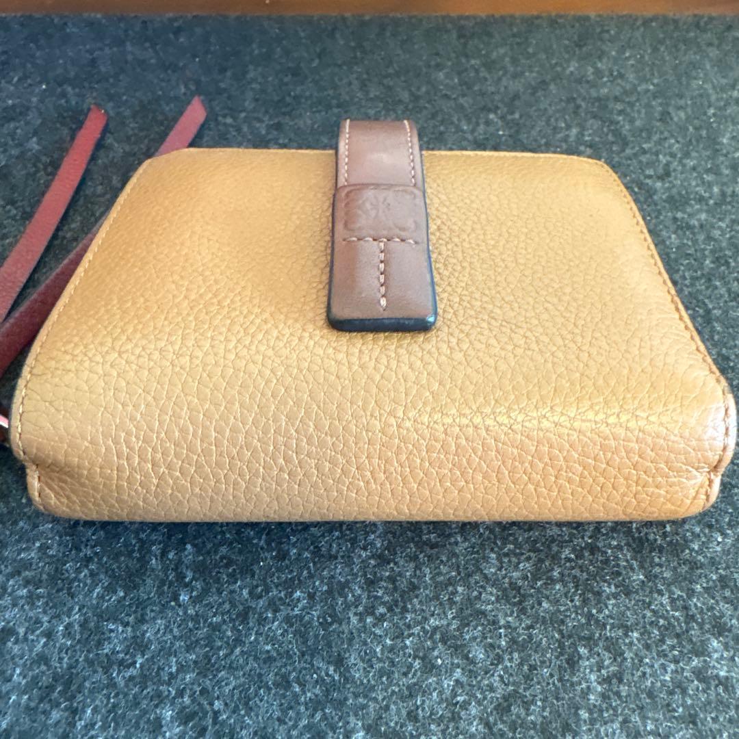 値下げ！【LOEWE ロエベ】二つ折り財布 ブラウン×ワインレッド