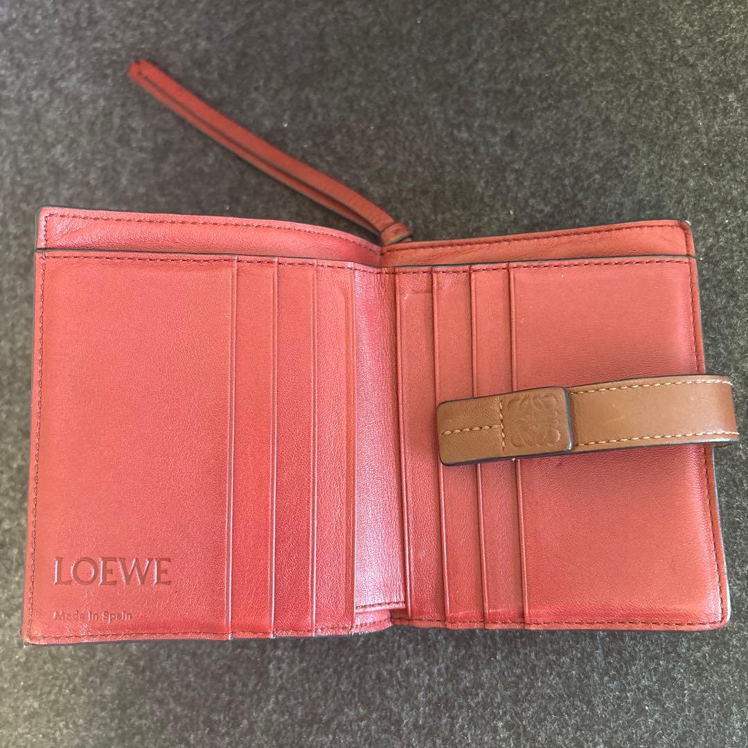 値下げ！【LOEWE ロエベ】二つ折り財布 ブラウン×ワインレッド
