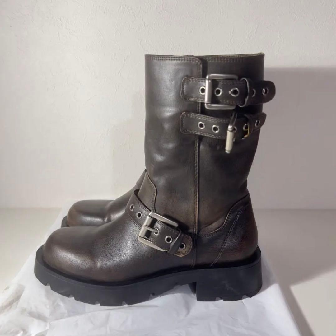 ZARA バックルフラットライダース アンクルブーツ 36 (23.5cm）