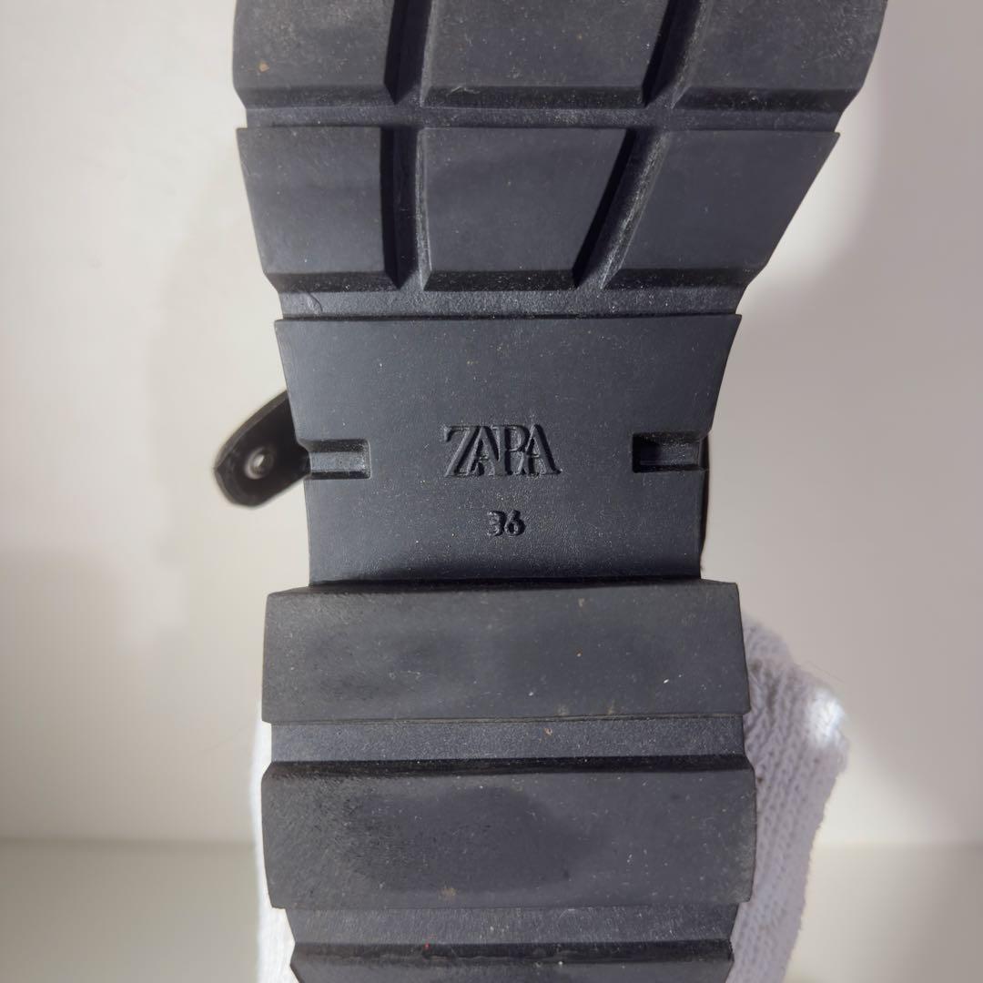ZARA バックルフラットライダース アンクルブーツ 36 (23.5cm）