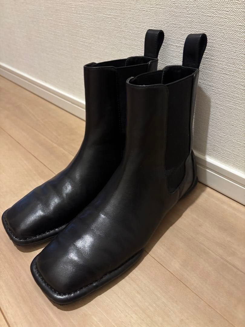 美品SHISEI/シーセイ スクエアサイドゴアブーツ