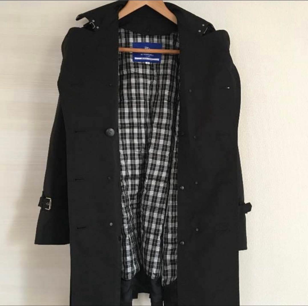Burberry BLUE LABELブラック ダブルブレスト トレンチコート