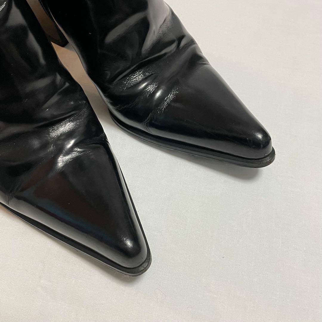 倖*愛様 【美品】PRADAプラダ レザー ショート ブーツ 約23cm ビブラ