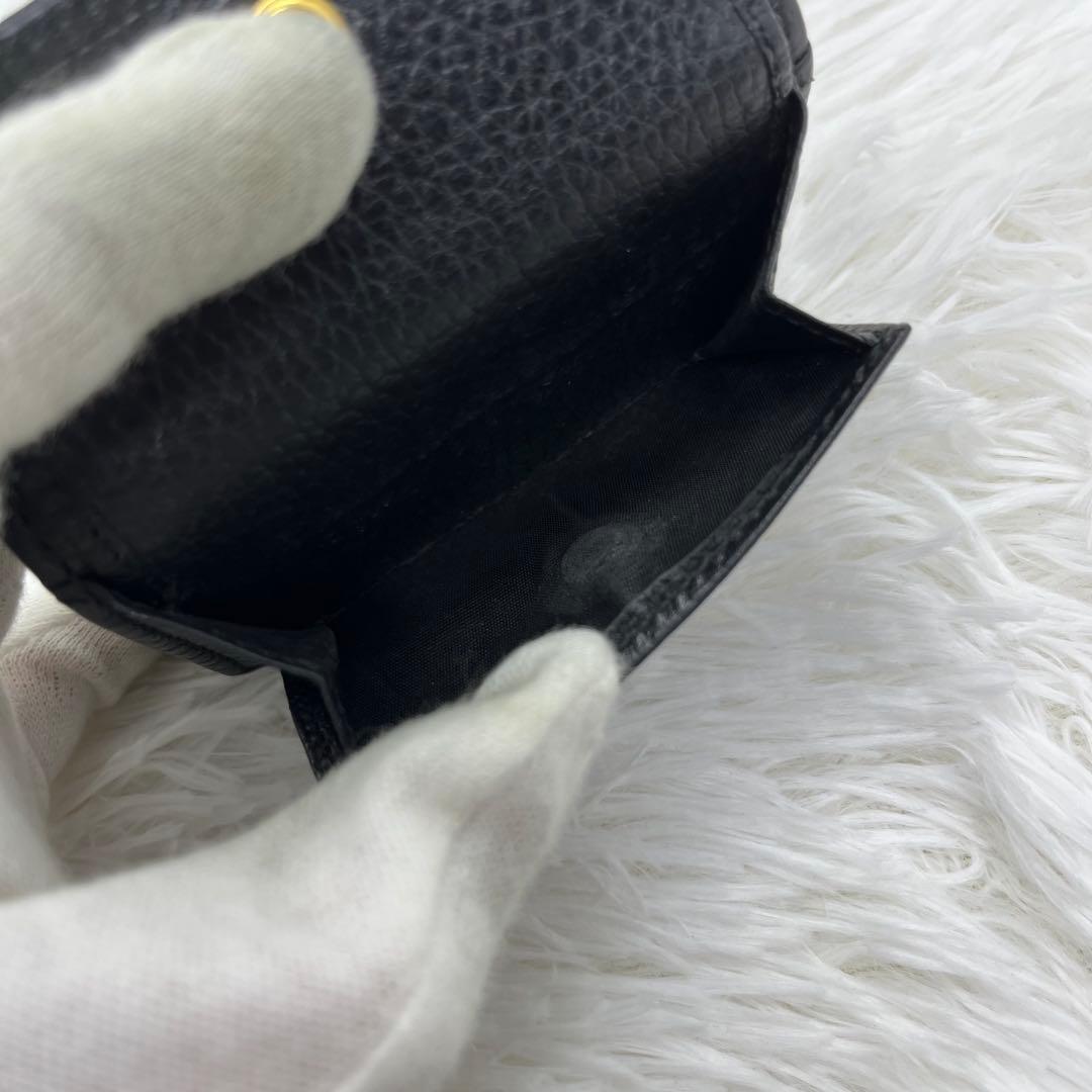 美品✨️グッチ 三つ折り財布 レザー GGマーモント ゴールド金具 ブラック
