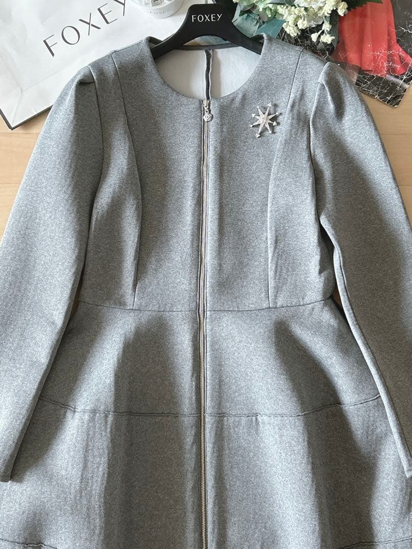 極美品！ルネストレッチコートワンピース　36 foxey フォクシー