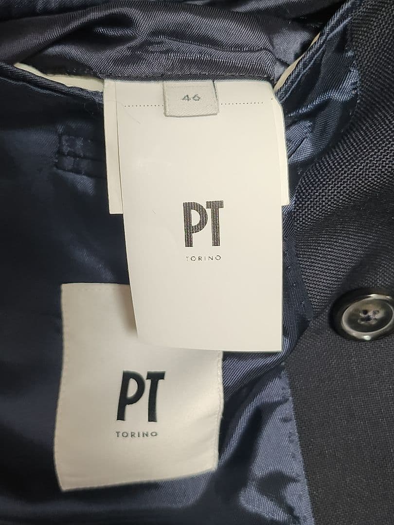 PT TORINO ネイビー ダブルブレスト ブレザー ウールモヘヤ