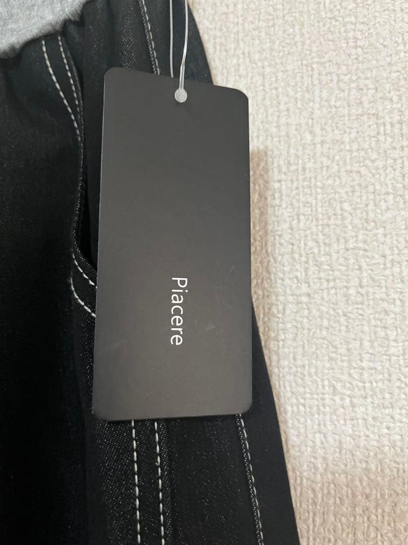 新品＊別布使いデニムパンツ／ブラック