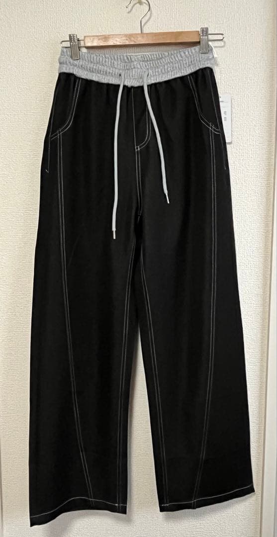 新品＊別布使いデニムパンツ／ブラック