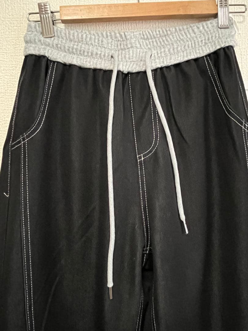 新品＊別布使いデニムパンツ／ブラック