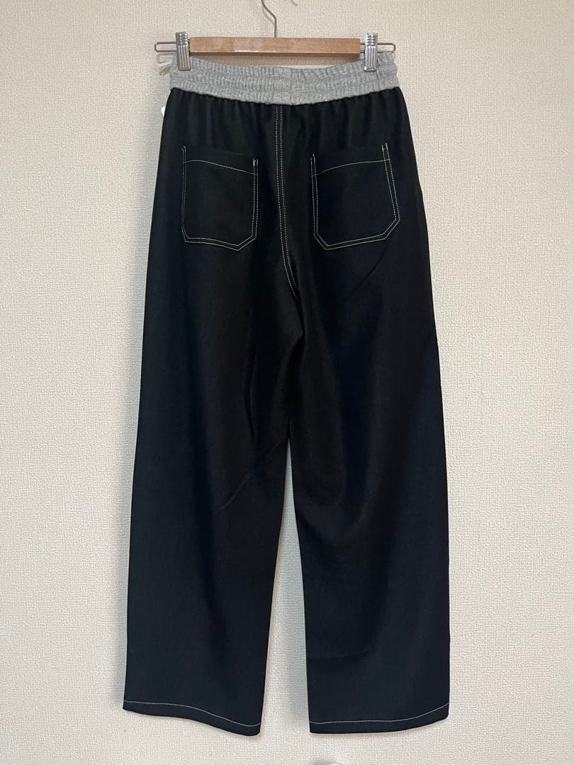 新品＊別布使いデニムパンツ／ブラック
