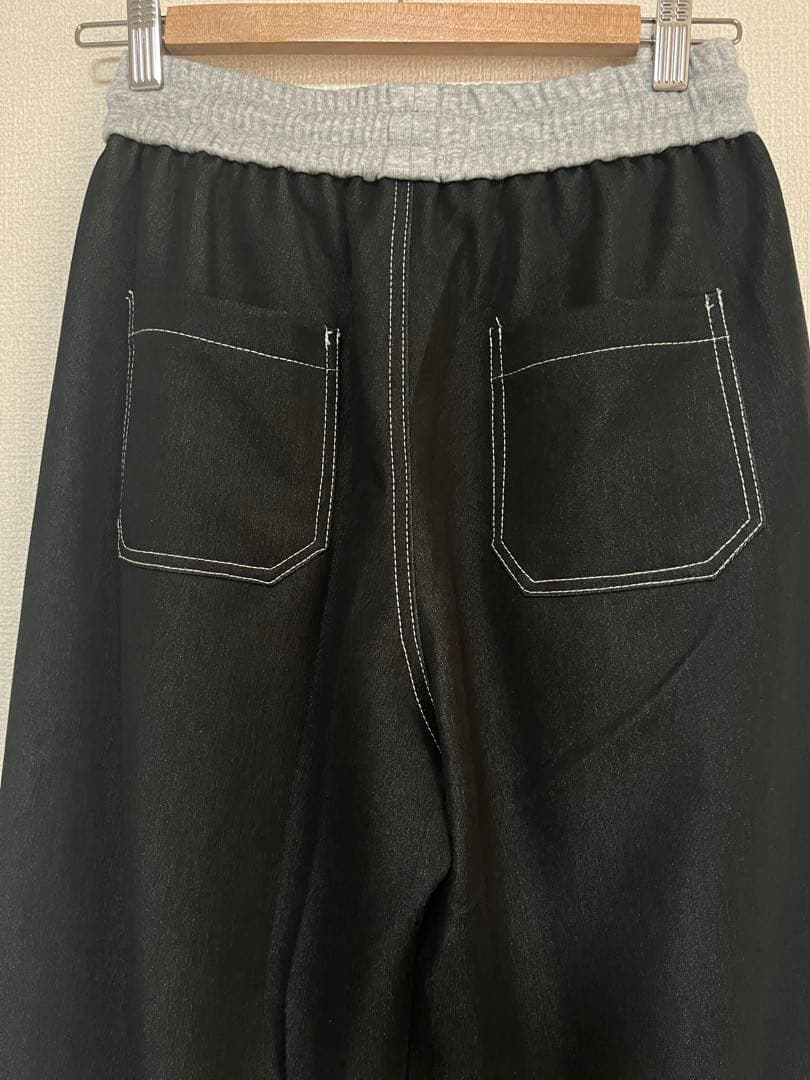 新品＊別布使いデニムパンツ／ブラック