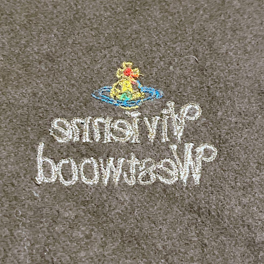 ヴィヴィアンウエストウッド　オーブ　刺繍　フリンジ　マフラー　ウール　ブラウン