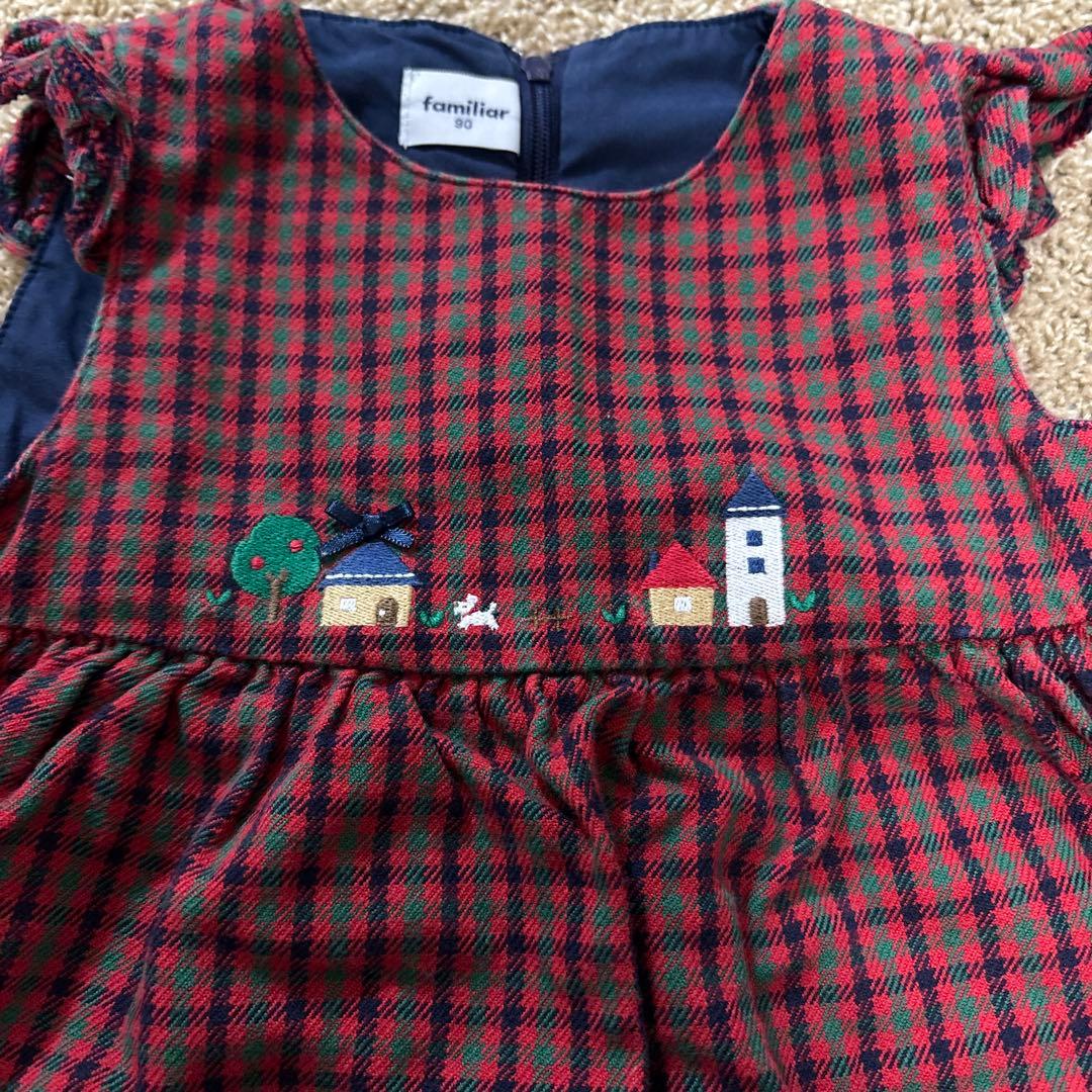 [一日限定big sale ] familiar チェック柄 ワンピース 90