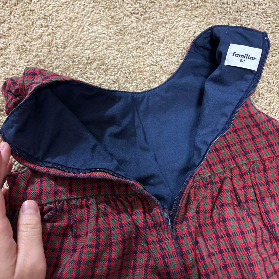[一日限定big sale ] familiar チェック柄 ワンピース 90