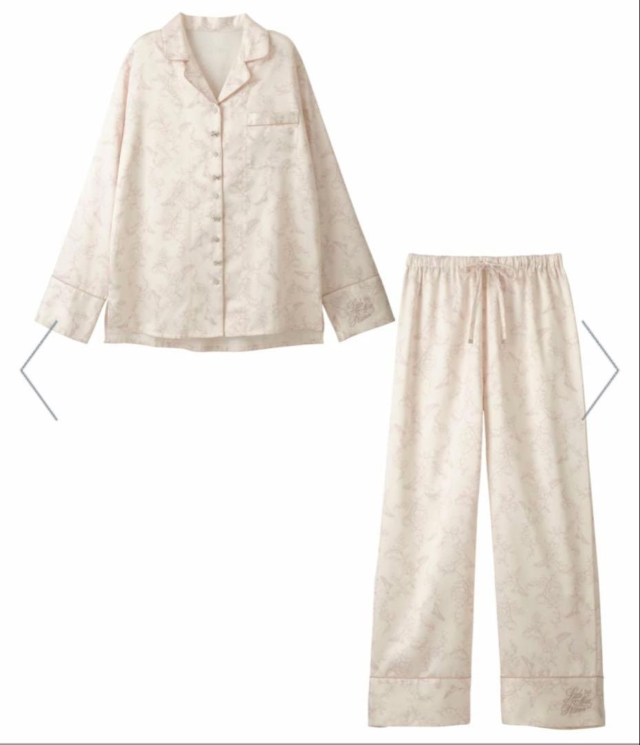 【新品】PEACH JOHN フラワーサテンシャツパジャマ　フリルアイマスク