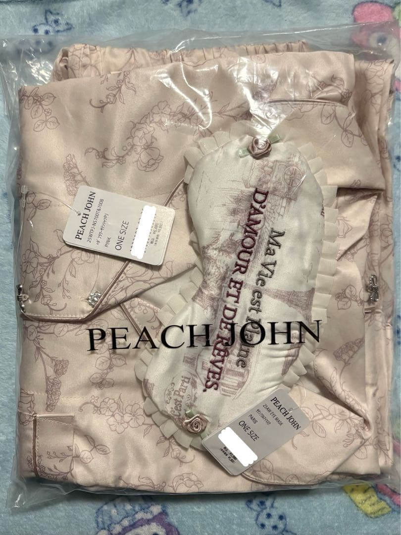 【新品】PEACH JOHN フラワーサテンシャツパジャマ　フリルアイマスク