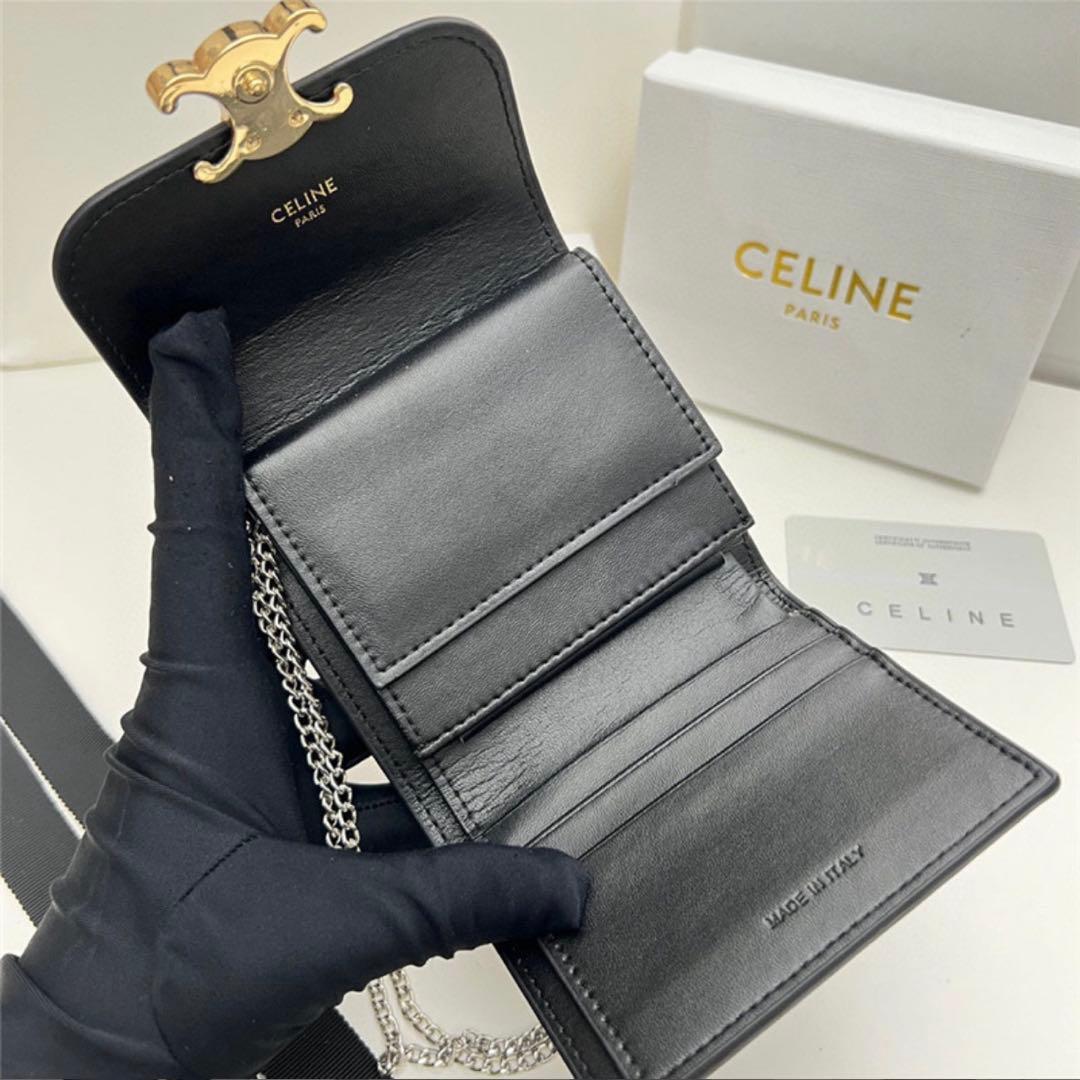 美品 CELINE セリーヌ 三つ折財布 ブラック