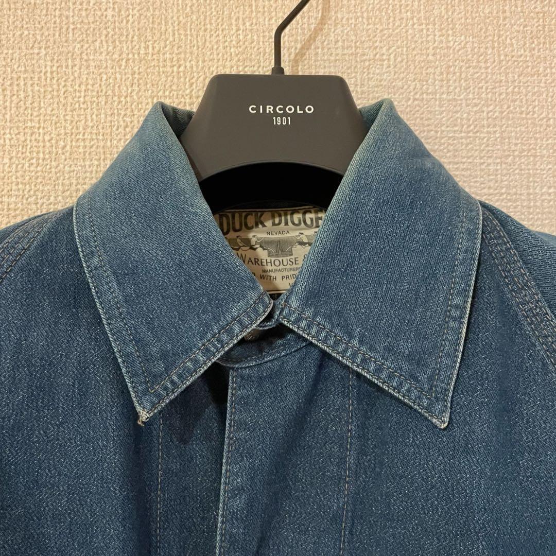 美品 WAREHOUSE ダックディガー カバーオール ペンキ加工 40 デニム